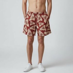 OP | Ocean Pacific | Red Hawaiian Floral Print Swim Trunks Shorts Large Tropical